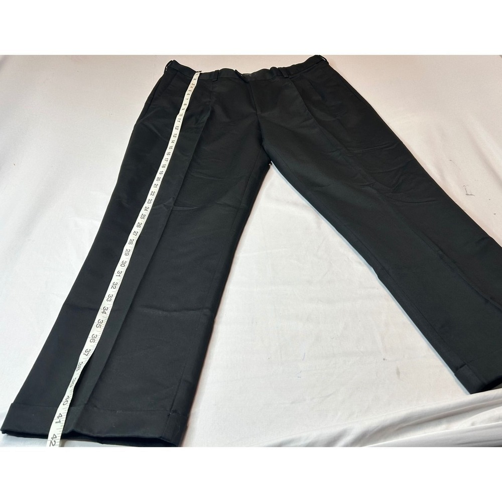 Roundtree & Yorke Mens 40x30 Black Pleated Premium Cotton Blend Dress Pants NWT